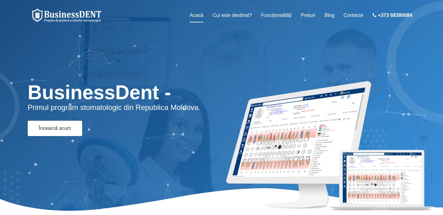 Captură de ecran a paginii de start businessdent.md