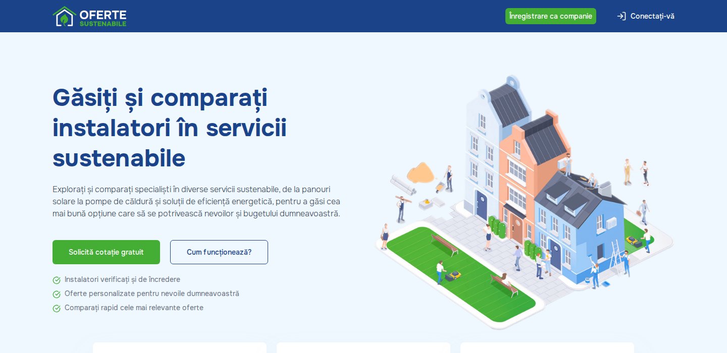 Captură de ecran a paginii de start oferte-sustenabile.ro